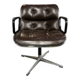 Fauteuil de bureau en cuir marron KNOLL Charles Pollock