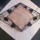 Art deco beveled mirror in wrought iron with grape decor