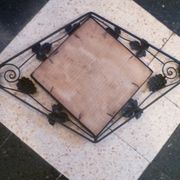 Art deco beveled mirror in wrought iron with grape decor