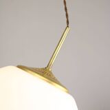 Mid-Century Modern Italian Opaline Glass and Brass Pendant Lamp