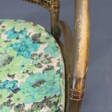1980s Set of Four Rattan Armchairs with Fabric Pillows