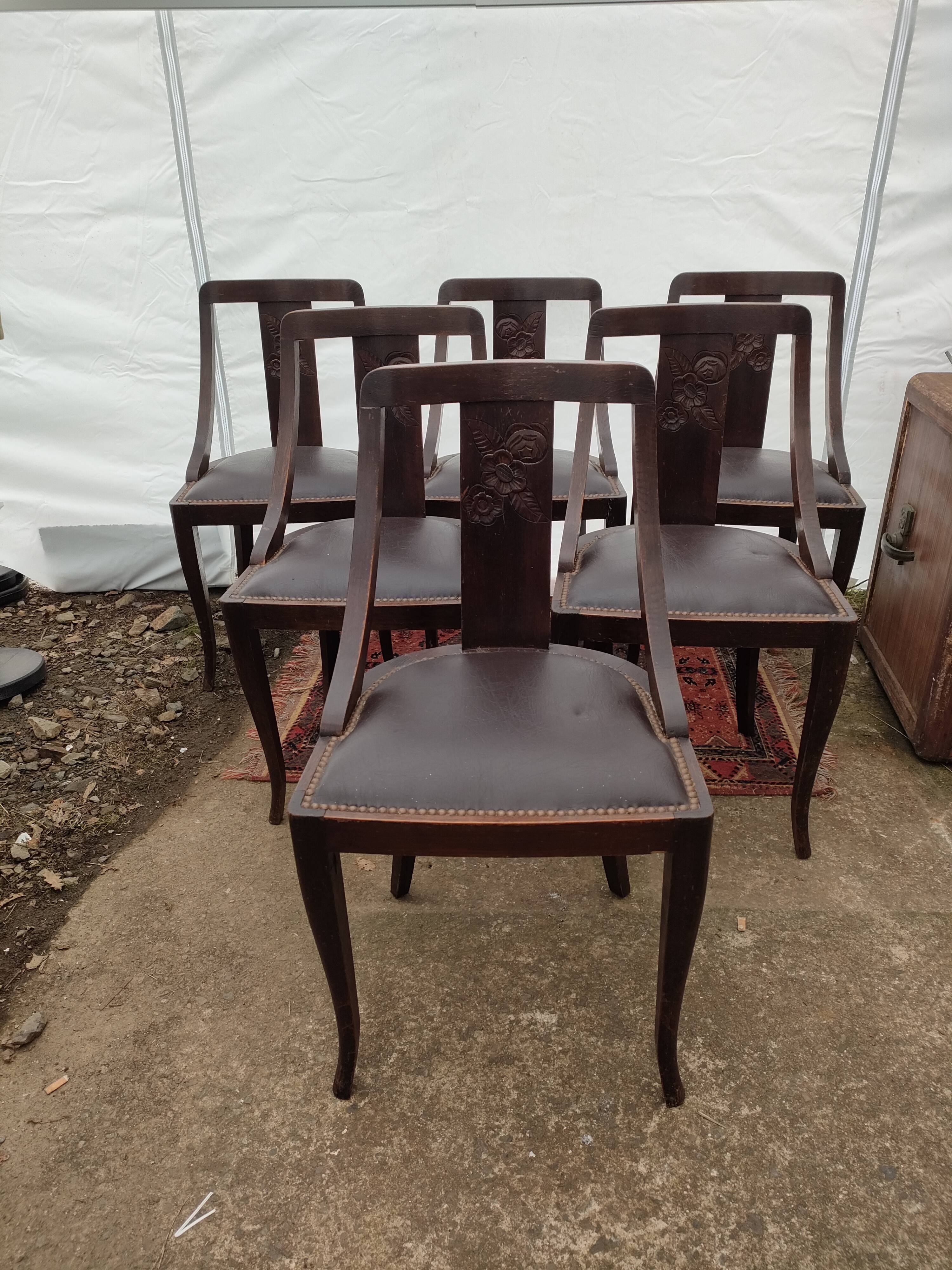 6 art deco period dining chairs