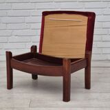 1950s, Danish armchair with footstool, furniture velour, ash wood.