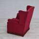 1970s, Danish highback armchair, furniture velour, ash wood legs.