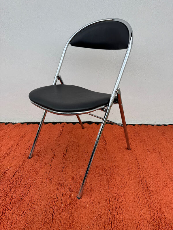Chaise pliante chromée Souvignet années 70