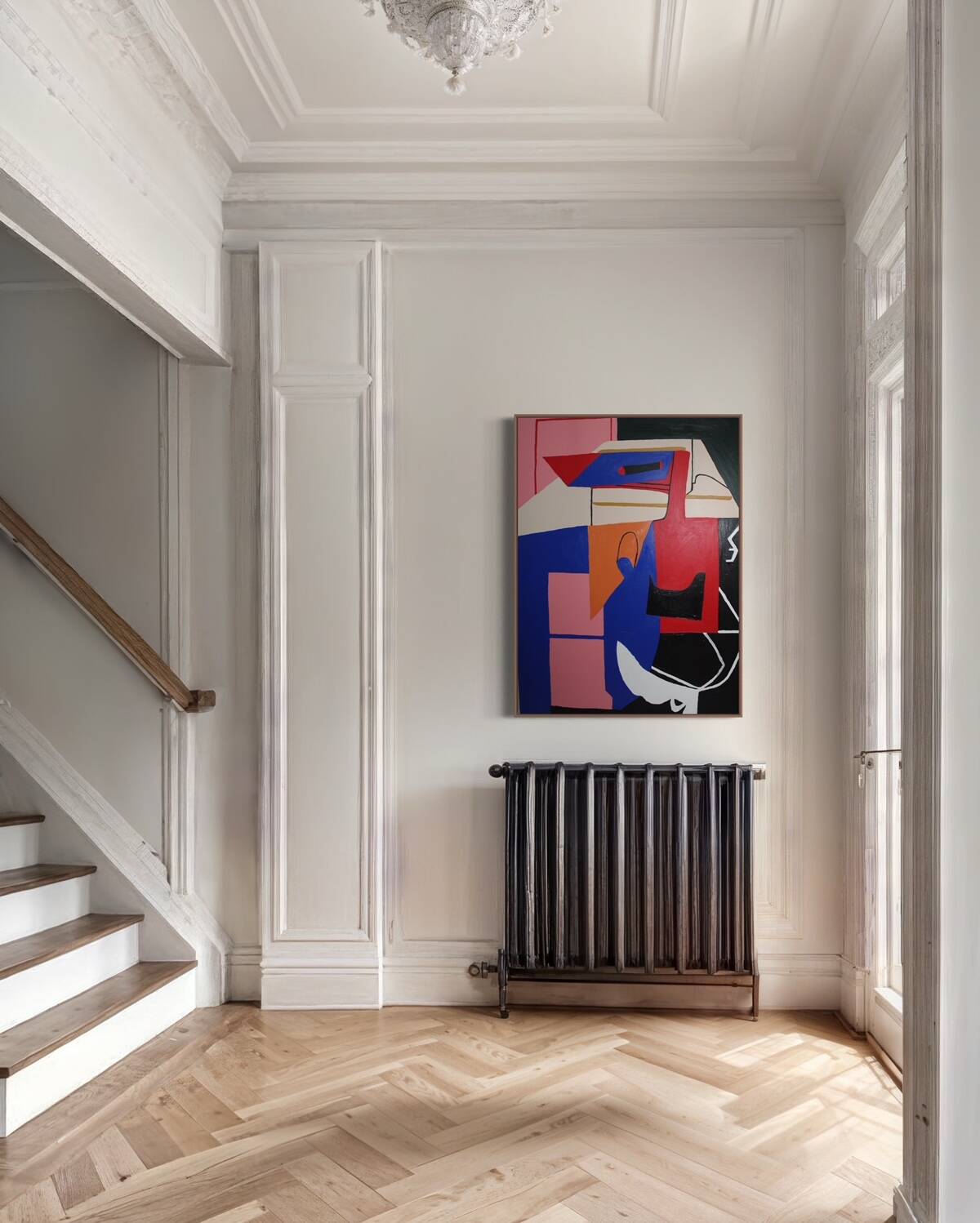Peinture abstraite bleu cobalt géométrique par Bodasca