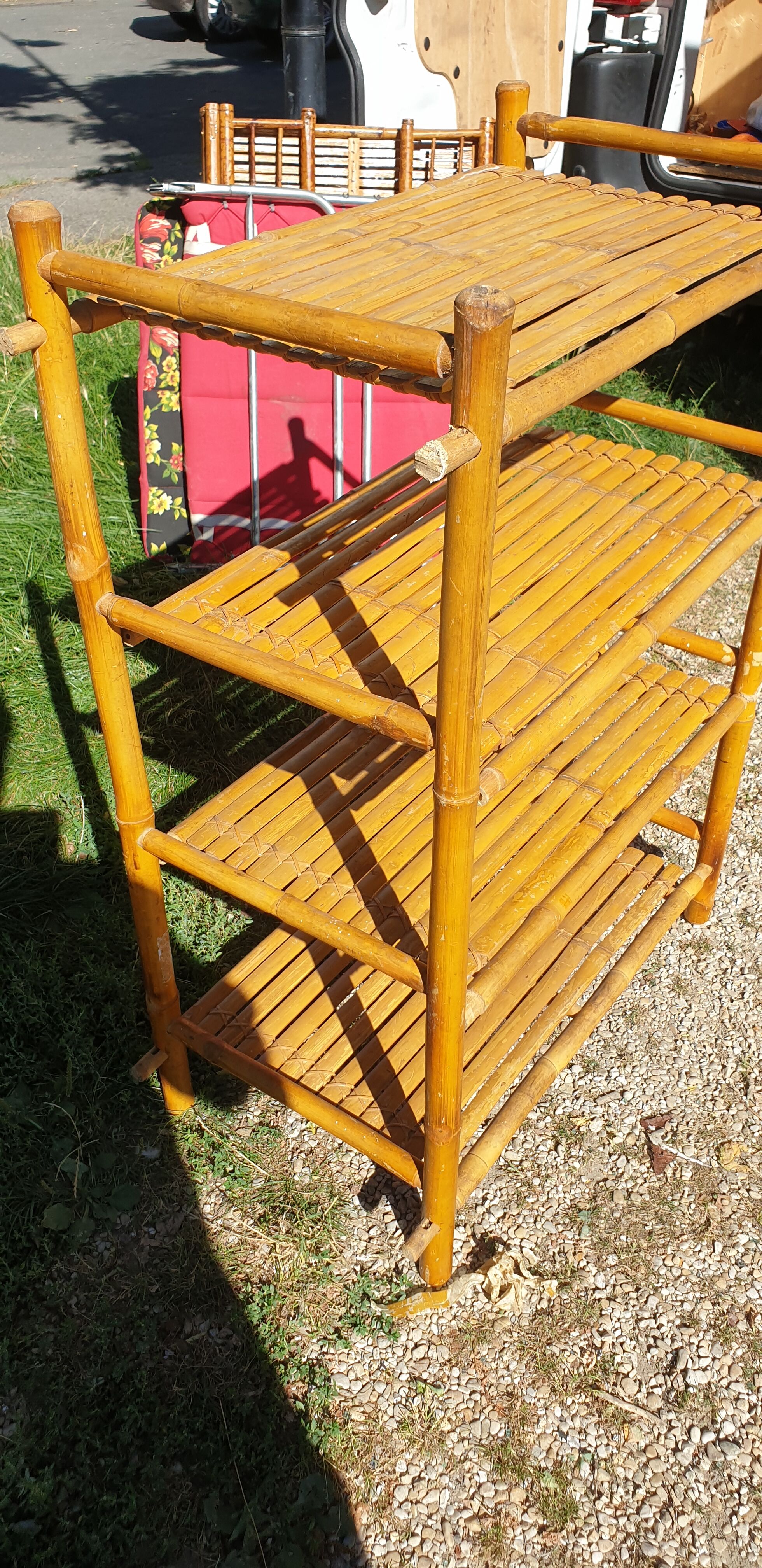 Seventies bamboo bookcase shelf