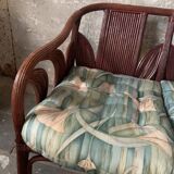 Pencil reed rattan bamboo coastal palm leaf bench sofa, Vivai del Sud 1970s
