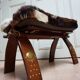 Bedouin Camel Saddle & Hide Stool Ottoman 1970s