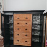 Furniture oftier in raw and black lemon tree and background dresses in cotton wool and black jungle print fabrics