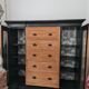 Furniture oftier in raw and black lemon tree and background dresses in cotton wool and black jungle print fabrics