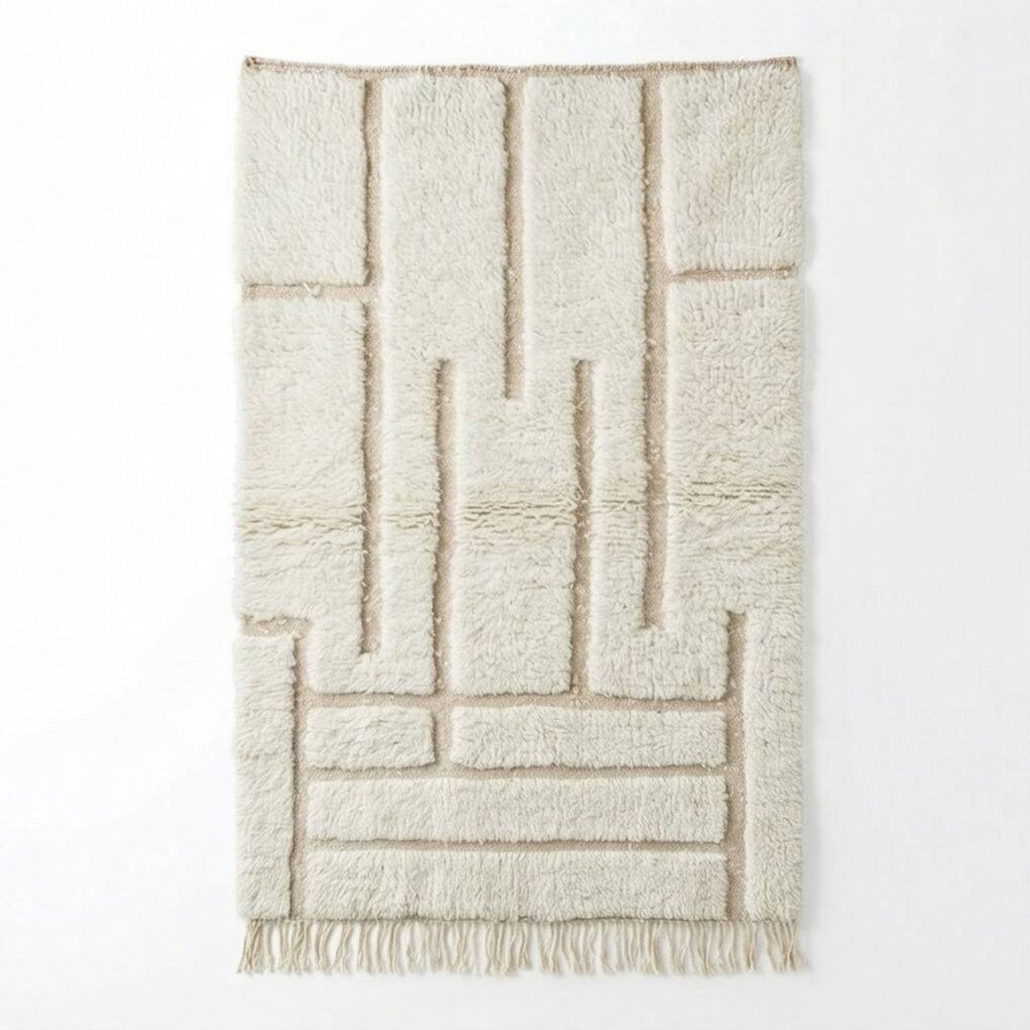 Tapis marocain blanc à motif graphique