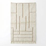 Tapis marocain blanc à motif graphique
