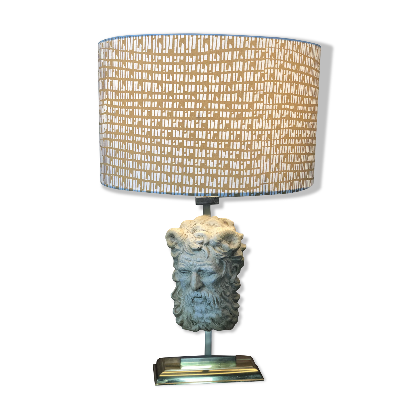 Neoclassical lamp face of the god Pan on Mount Altuglass and 50'S gold metal