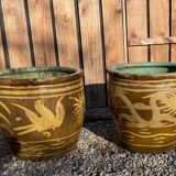 Two Very Large Chinese Antique Terracotta Dragon Pots