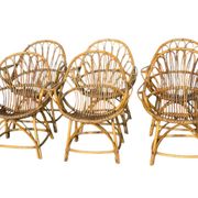 Set of 6 rattan armchairs from the 1960s, France.