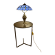 bronze lamp from 1900, solid, inlaid with enamels and glass shade