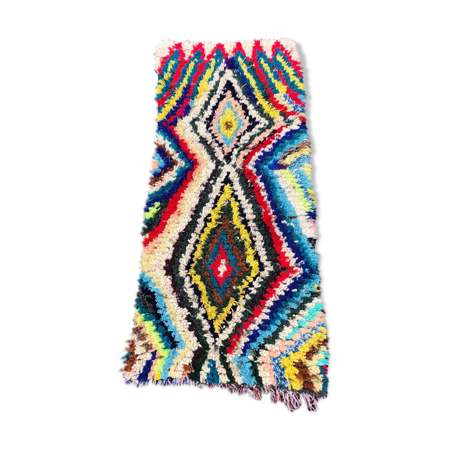 Azilal vintage wool and handmade cotton rug 75x180 cm