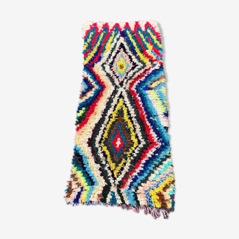 Azilal vintage wool and handmade cotton rug 75x180 cm