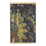 Painted canvas depicting a marmoset on a floral background. Contemporary.