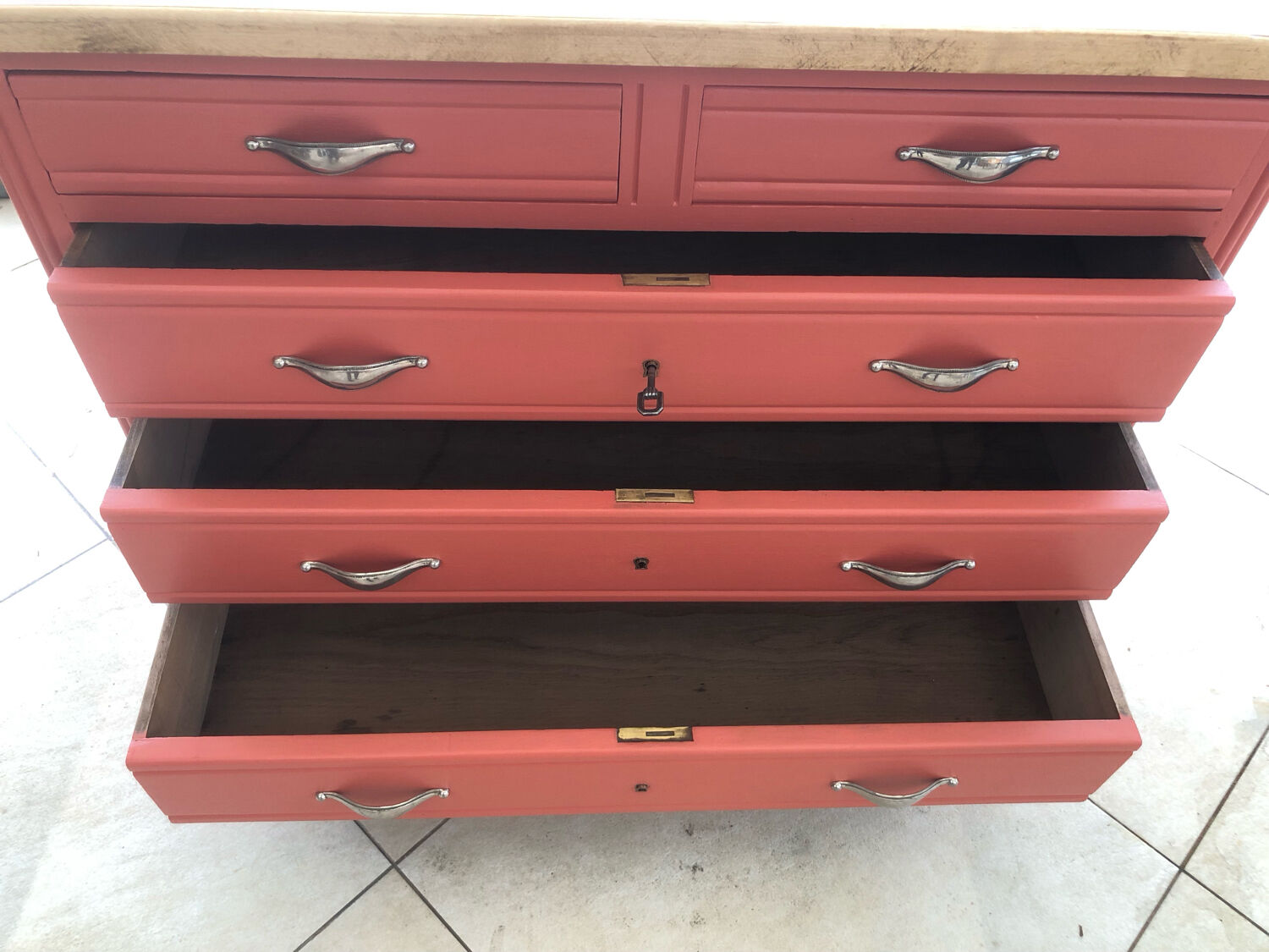 Vintage terracotta chest of drawers