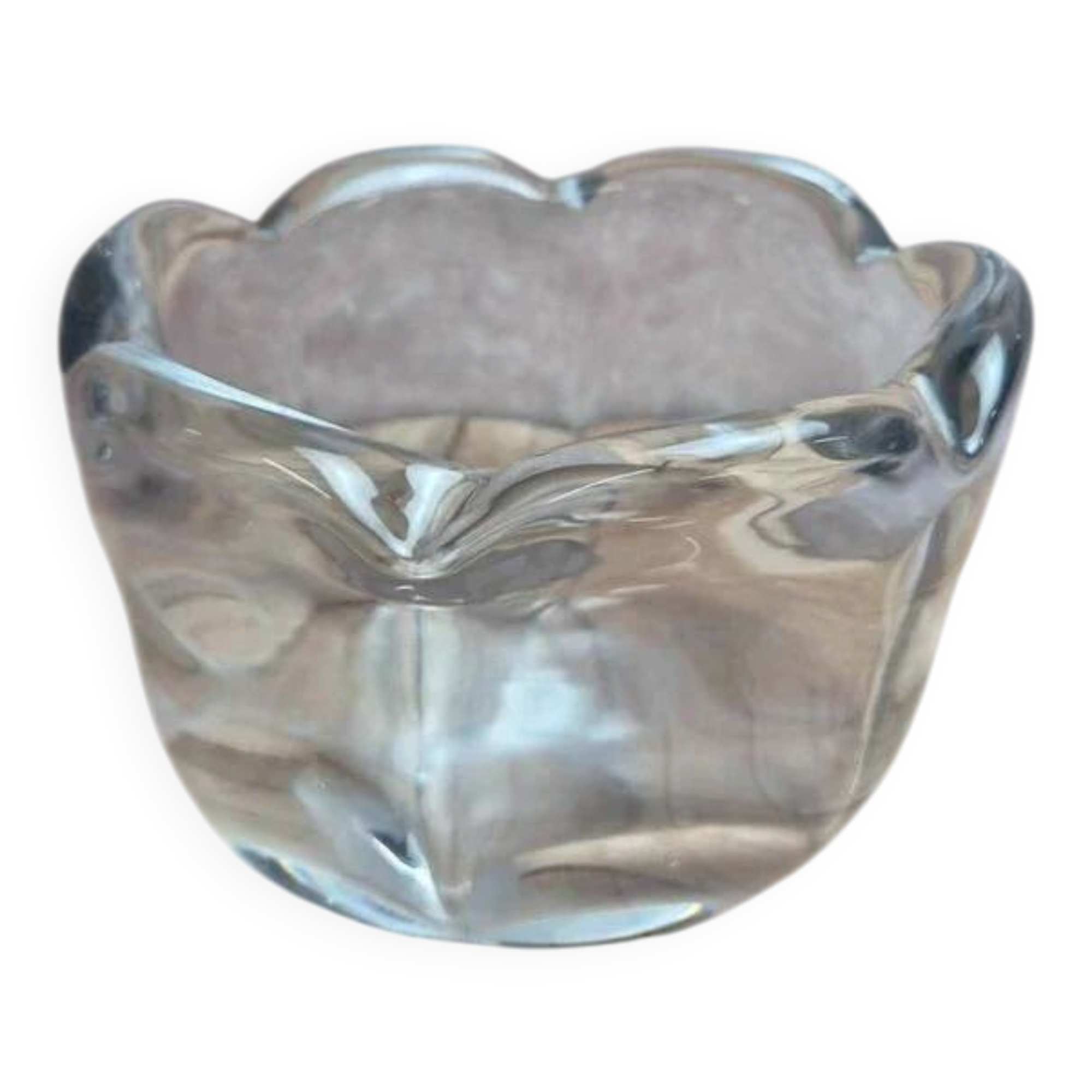 Large solid crystal bowl signed Kosta – vintage Scandinavian design