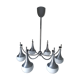 Chandelier 6 lights chrome aluminum and opaline satin Maison Sciolari 1960