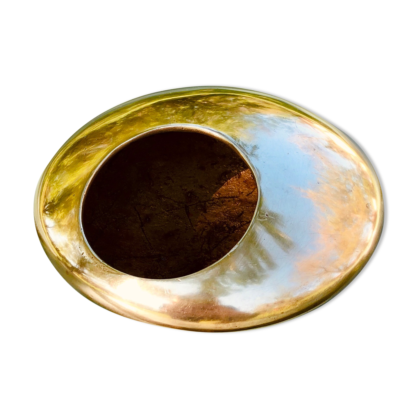 Brass pebble ashtray
