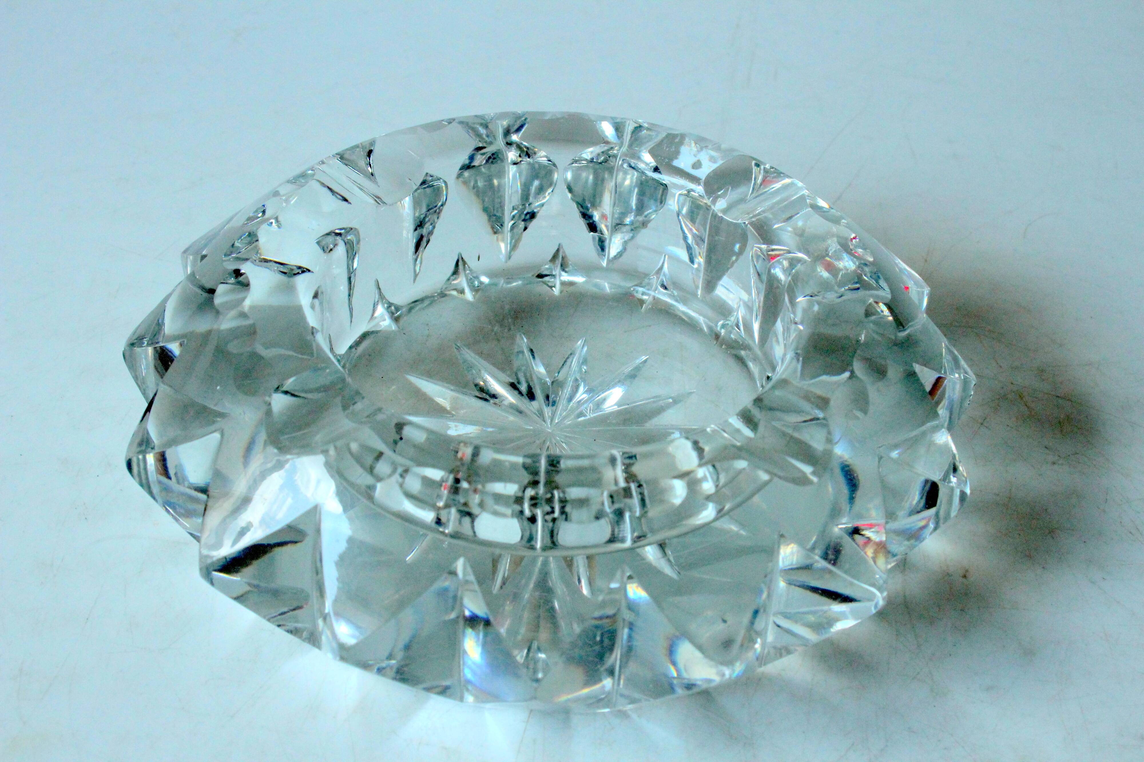 1970s vintage - lead crystal glass ashtray