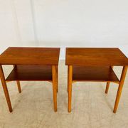 Vintage Danish mid-century teak and oak bedside tables by Næstved Møbelfabrik