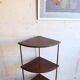Corner shelf on foot in vintage wood and brass