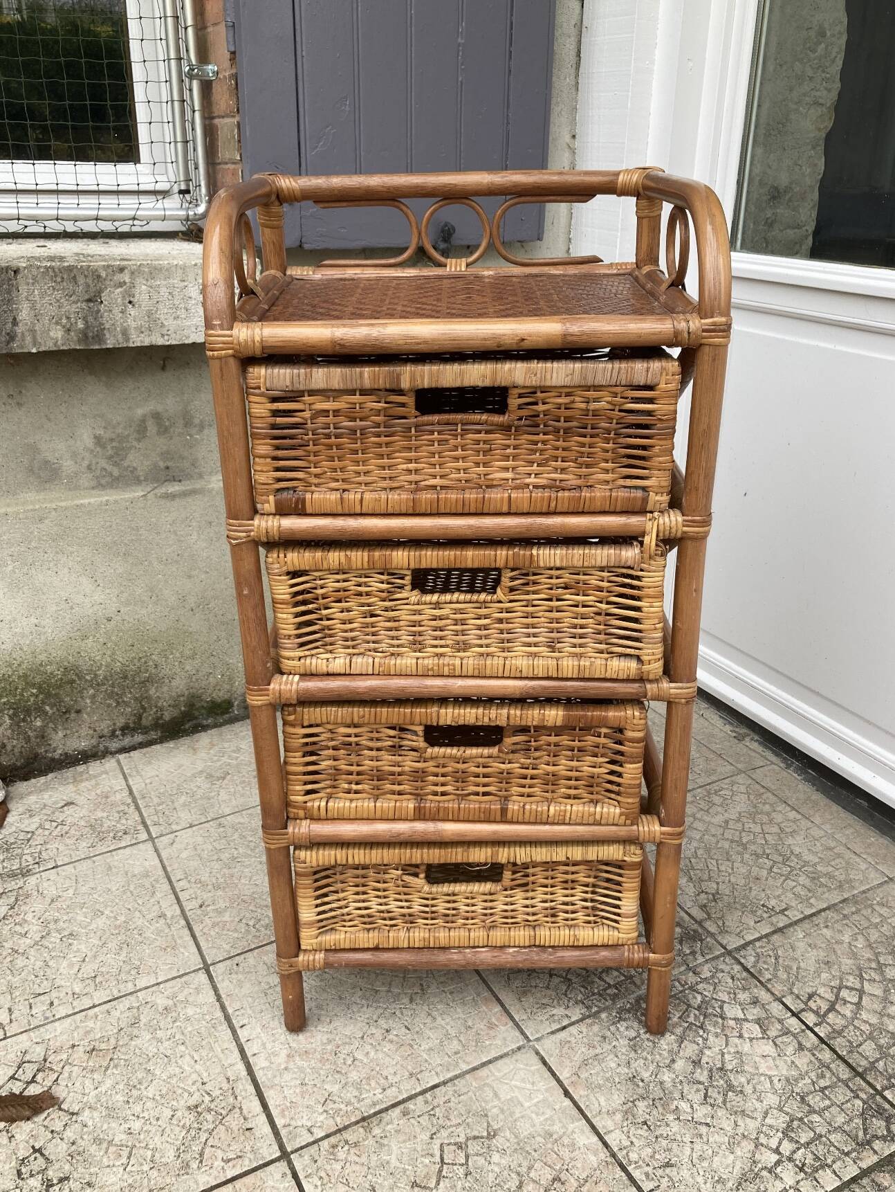 Vintage rattan chiffonier