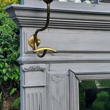 1900s coat rack patina gray mirror brass hooks