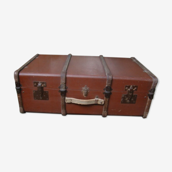 Old brown canvas trunk case