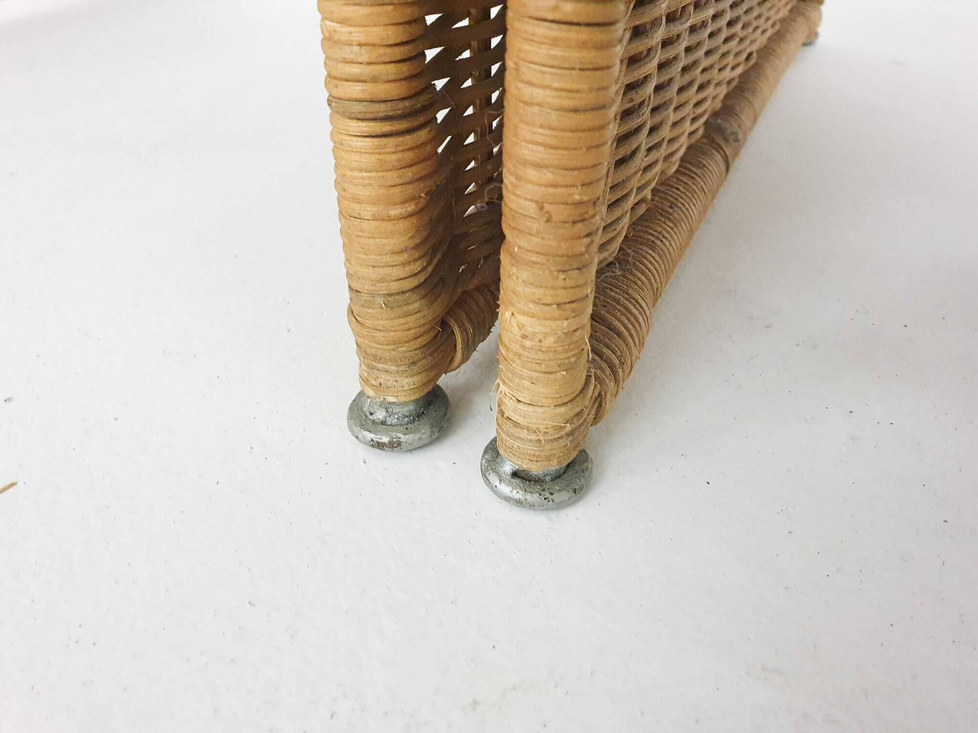 Set of two wicker bed side tables, France 1960's
