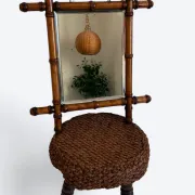 Antique Faux Bamboo Mirror, Bevelled Glass, France, c.1900, Original Patina