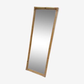 Miroir en rotin clair à poser ou suspendre 46x132cm