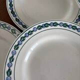 Set of 8 vintage dinner plates - St Amand earthenware, blue floral pattern and