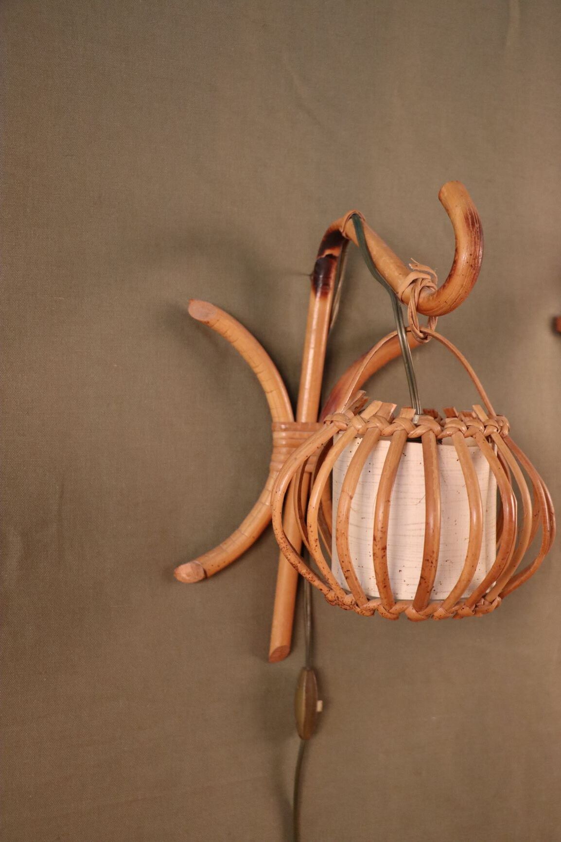 Pair Rotin Murale wall light