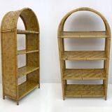Paire de petites bibliothèques italiennes en bambou, années 1970
