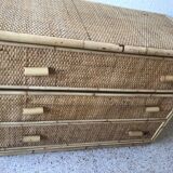 Vintage rattan chest of drawers