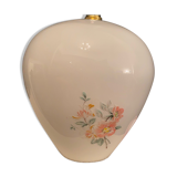 Balladous white glass, patterns small pink flowers and green foliage
