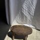 Small stool or small oval side table in solid teak wabi-sabi H24 53