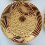 Set of 6 Vintage Fish Plates Set: 1970s KIL Yugoslavia Retro Serving Dishes
