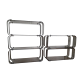 Modular wall shelves design 70s in smoked glass and brushed steel