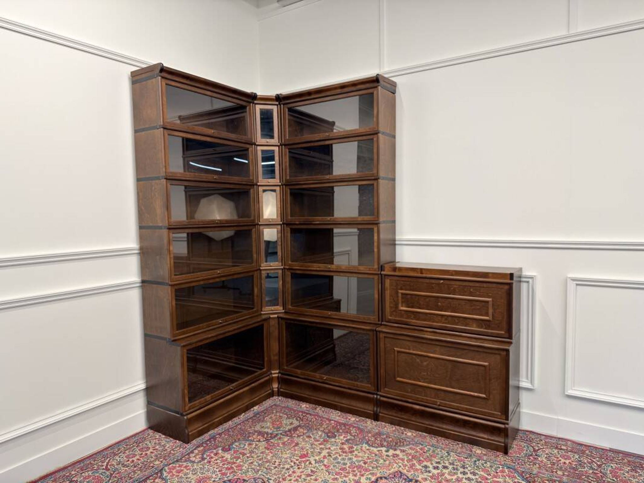 Classic English Globe Wernicke Style Corner Bookcase