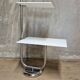 Vintage chrome flower stand with two white shelves, 1970s, Czechoslovakia, 35 × 54 × 100 cm