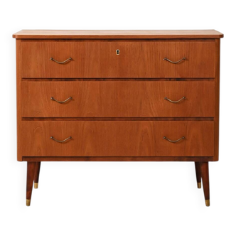 Scandinavian teak and mahogany chest with brass accents