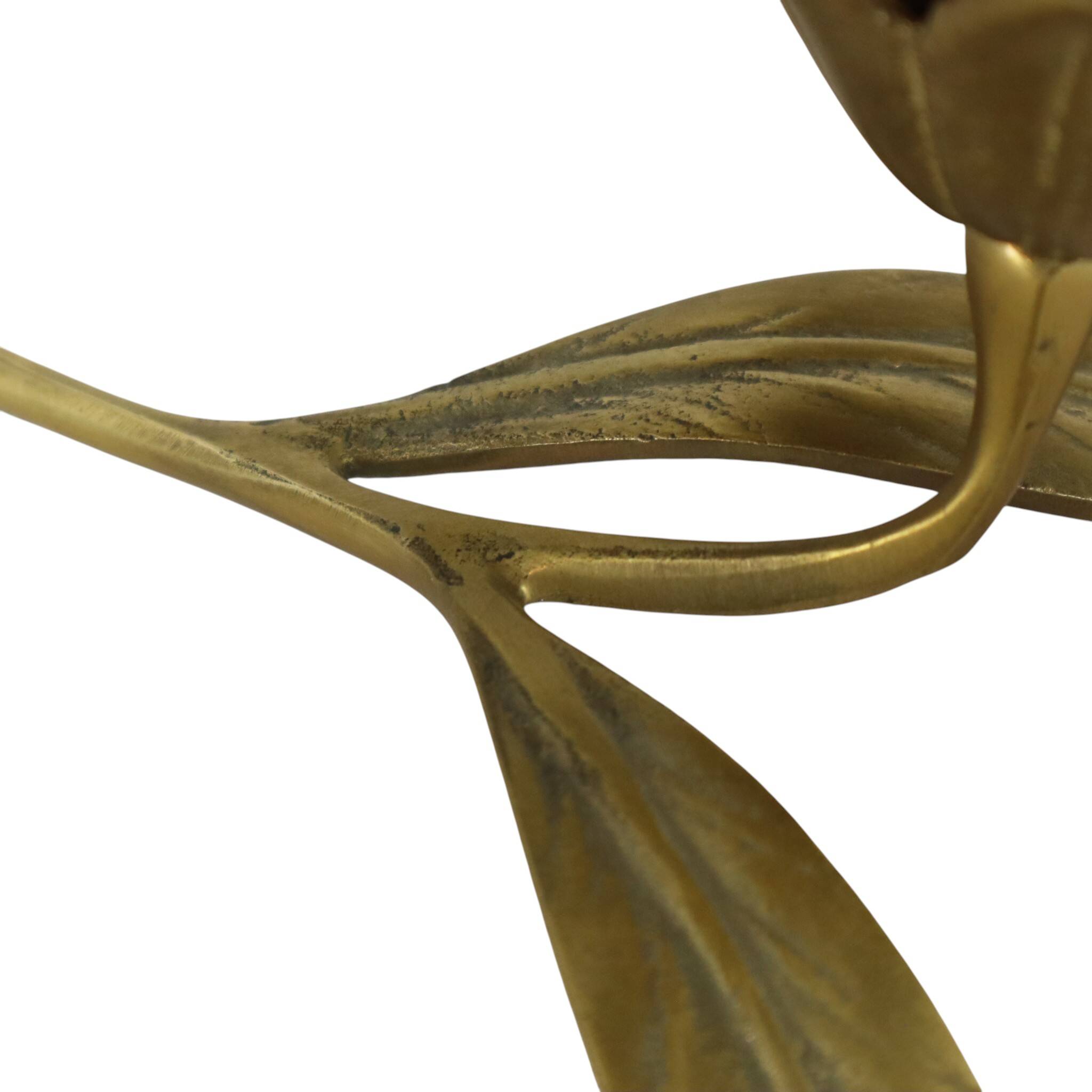 Mid-Century Brass Lily Flower Sculpture Figurine Ashtray