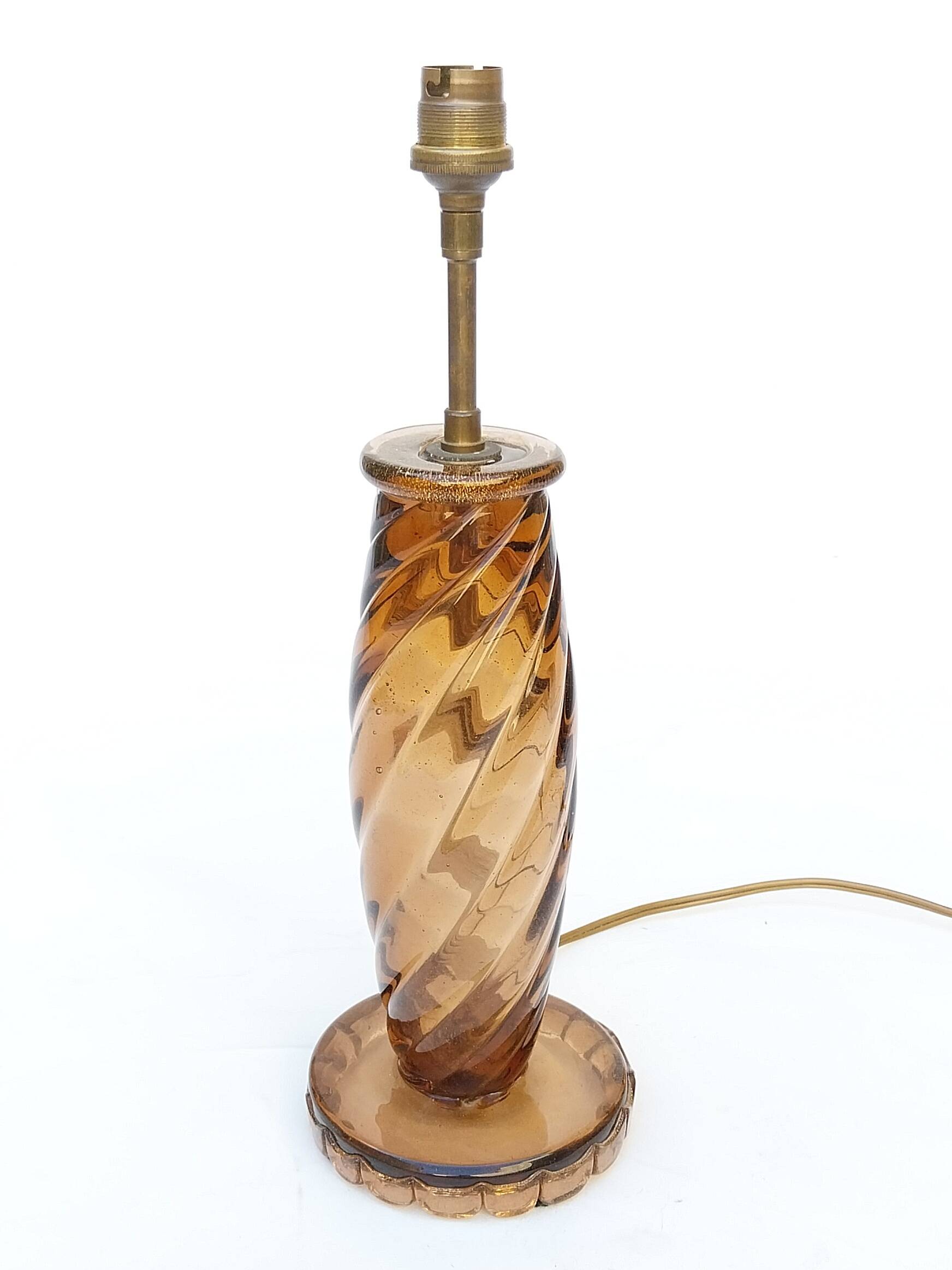 Murano glass lamp with gold glitter